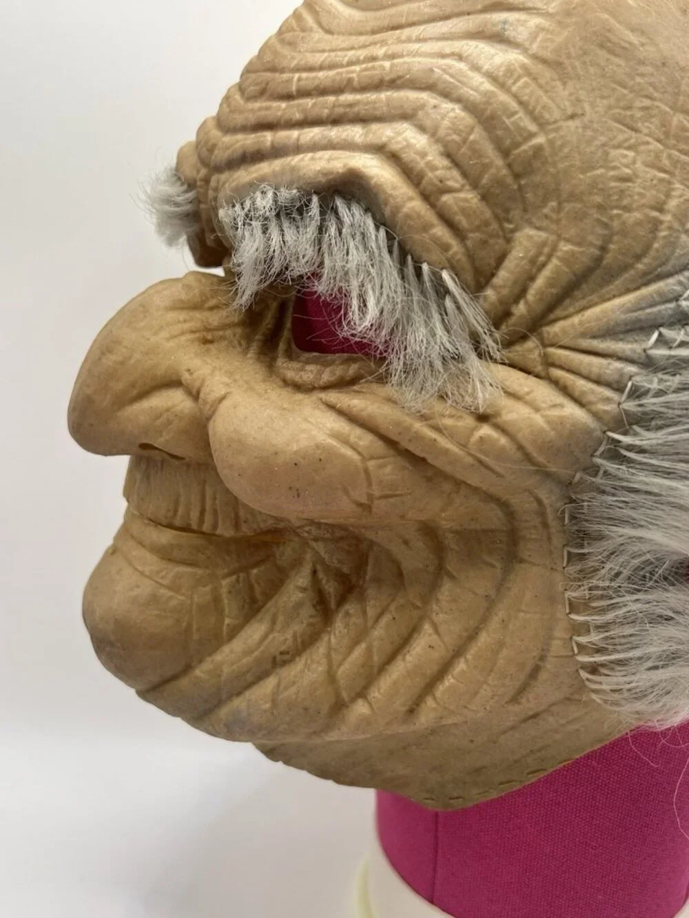 Vintage Old Man Halloween Mask Gray Hair Rubber Latex Adult Costume Creepy Rare